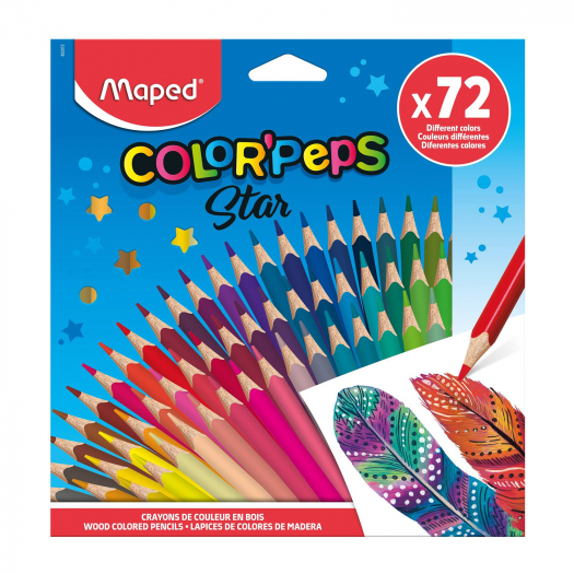 Цветные карандаши Color Peps Star, деревянные, трёхгранные, 72 цвета Maped | Фото 1