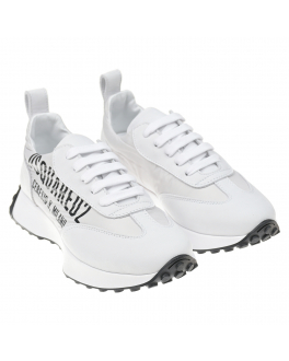 Белые кроссовки с черным лого Dsquared2 Белый, арт. 73667 VAR.2 | Фото 1