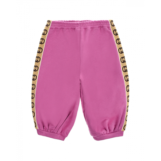 Розовые спортивные брюки с лампасами GUCCI | Фото 1