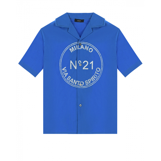 Голубая рубашка с короткими рукавами No. 21 | Фото 1