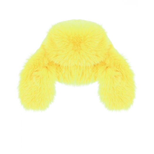 Желтая меховая шапка-ушанка Рина Поплавская | Фото 1