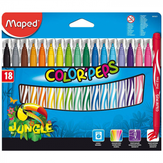 Фломастеры ColorPeps Jungle, 18 шт. Maped | Фото 1