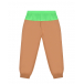 Коричневые спортивные брюки с зеленой отделкой Fendi | Фото 1