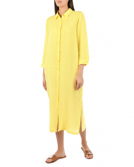 Желтое платье-рубашка 120% Lino Желтый, арт. V0W4759000B317000 V040 | Фото 2