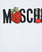 Белая футболка с вышивкой &quot;лого с клубникой&quot; Moschino | Фото 3