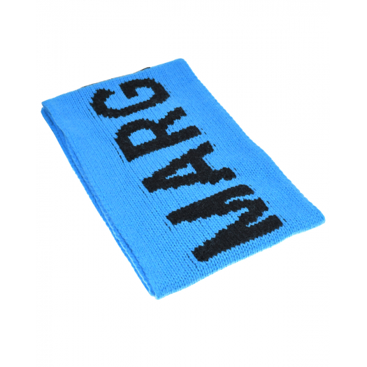 Синий шарф с черным лого, 168x24 см MM6 Maison Margiela | Фото 1