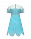 Платье с перьями и жемчугом юбка с фестонами, бирюзовое Eirene | Фото 2