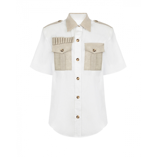 Белая рубашка с контрастными накладными карманами Forte dei Marmi Couture | Фото 1