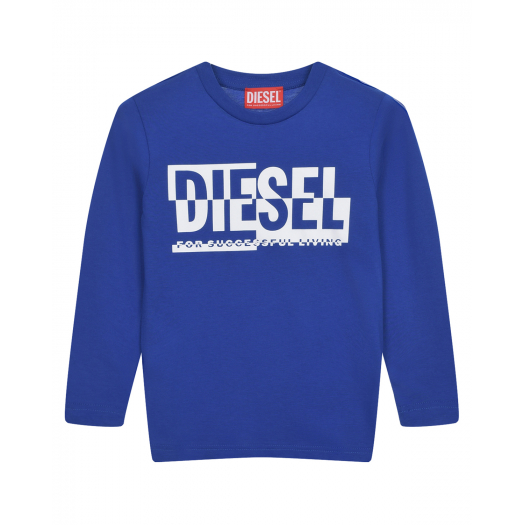 Синяя толстовка с белым лого Diesel | Фото 1