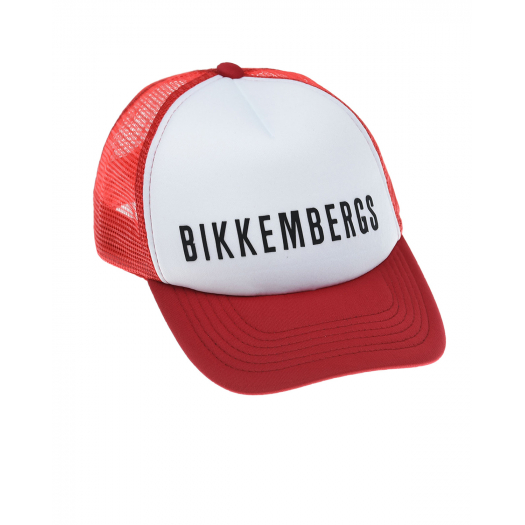 Красно-белая бейсболка с логотипом Bikkembergs | Фото 1