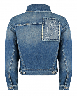 Синяя джинсовая куртка с белым логотипом MM6 Maison Margiela Синий, арт. M60052 MM018 M601 | Фото 2