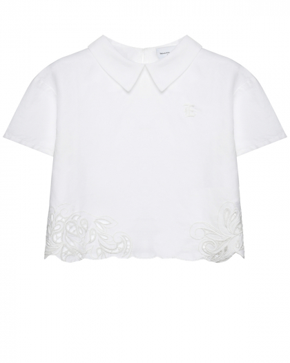 Блуза с кружевной отделкой, белая Ermanno Scervino | Фото 1