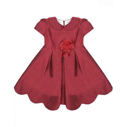 Красное атласное платье с цветком на талии Baby A | Фото 1