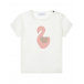 Белая футболка с принтом &quot;лебедь&quot; Sanetta Kidswear | Фото 1