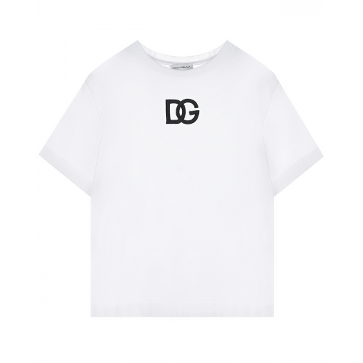 Белая футболка с черным лого Dolce&Gabbana | Фото 1