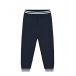 Синие спортивные брюки с поясом в полоску Moncler | Фото 1