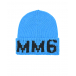 Синяя шапка с черным лого MM6 Maison Margiela | Фото 1