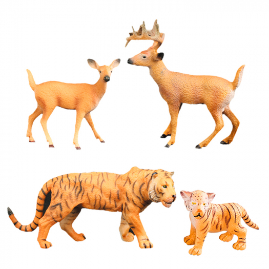 Набор фигурок серии &quot;Мир диких животных&quot;: Семья тигров и семья оленей, 4 предмета Masai Mara | Фото 1