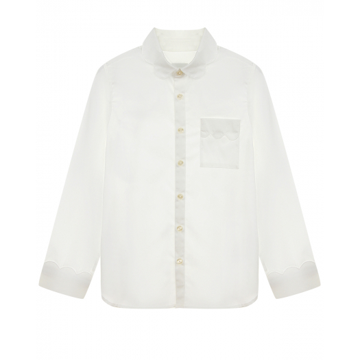 Белая поплиновая рубашка с фигурным воротником Burberry | Фото 1