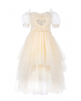 Шелковое платье молочного цвета со стразами Nicki Macfarlane , арт. CELESTE IVORY | Фото 1