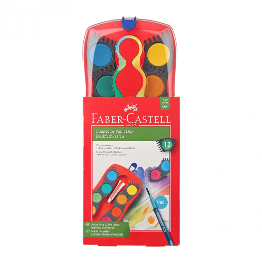 Краски акварельные &quot;Connector&quot; в пластиковом поддоне с кисточкой 12 шт Faber-Castell | Фото 1