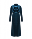 Платье SARA с воротником стойкой, синее