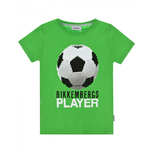 Зеленая футболка с принтом &quot;футбольный мяч&quot; Bikkembergs | Фото 1