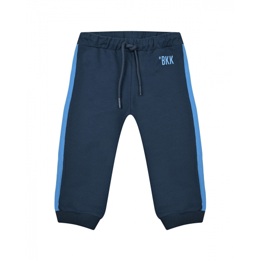 Темно-синие спортивные брюки с голубыми лампасами Bikkembergs | Фото 1