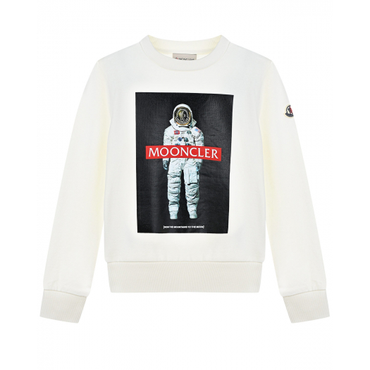 Белый свитшот с принтом космонавт Moncler | Фото 1