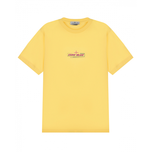 Желтая футболка с розовым логотипом  | Фото 1