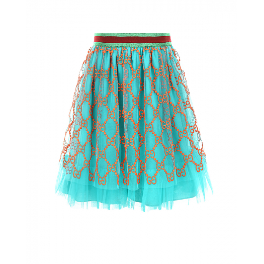 Бирюзовая юбка с монограммой бренда GUCCI | Фото 1