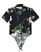 Черная рубашка на завязках с принтом &quot;Тропические розы&quot; Dolce&Gabbana | Фото 2
