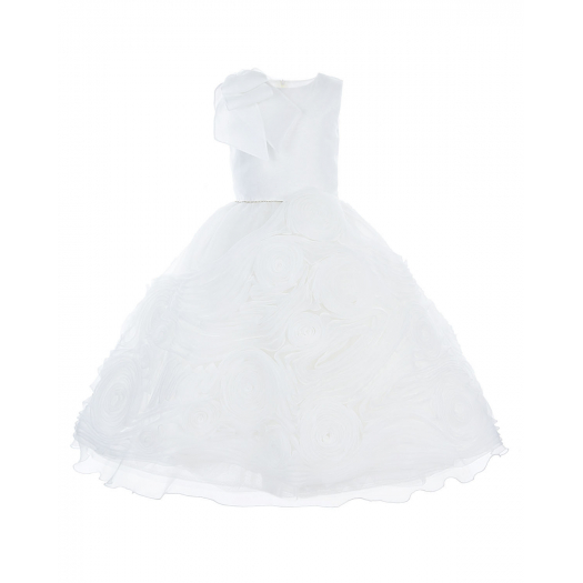 Белое шелковое платье с розами из лент  | Фото 1