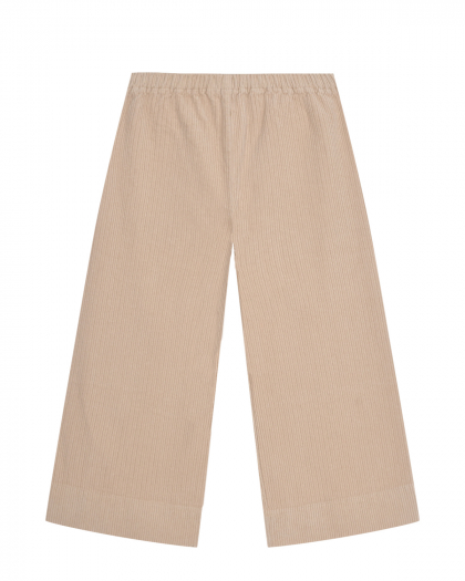 Вельветовые брюки с поясом на резинке, бежевые IL Gufo | Фото 1