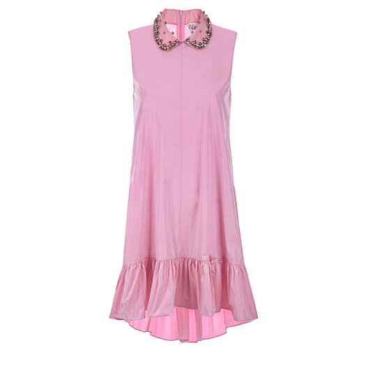 Розовое платье со стразами на воротнике  | Фото 1