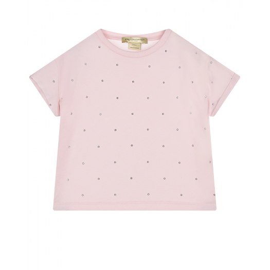 Розовая футболка со стразами Stella McCartney | Фото 1