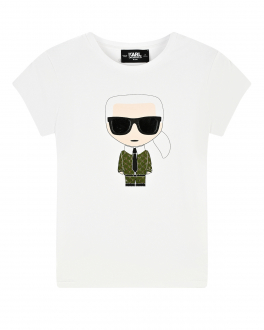 Белая футболка с принтом &quot;Karl&quot; Karl Lagerfeld kids Белый, арт. Z15355 10B | Фото 1
