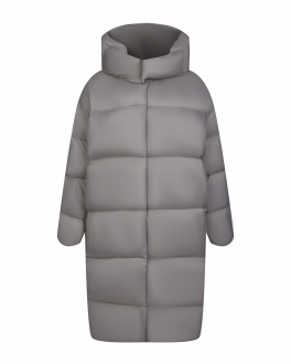 Серое стеганое пальто с капюшоном ADD Серый, арт. 6AW448 8516 | Фото 1