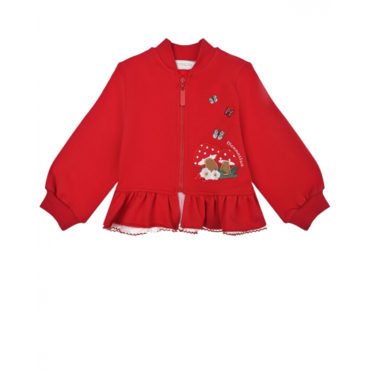 Красная спортивная куртка с оборкой Monnalisa | Фото 1
