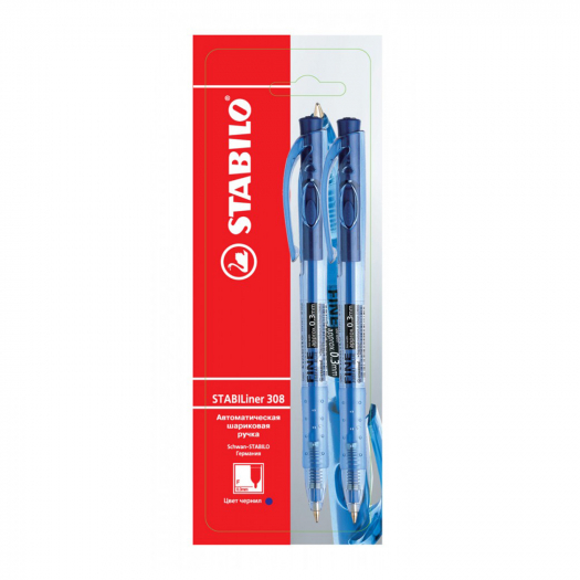 Автоматическая шариковая ручка Liner 308F, синий, 2 шт. Stabilo | Фото 1