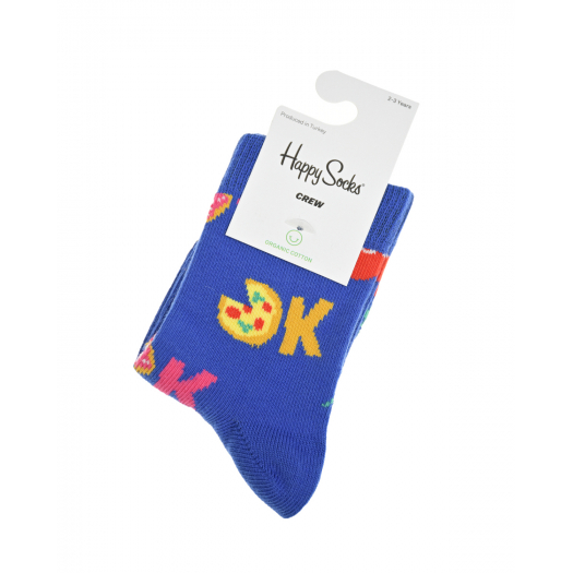 Синие носки с принтом &quot;OK пицца&quot; Happy Socks | Фото 1