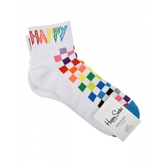 Белые носки с принтом &quot;Happy&quot; Happy Socks | Фото 1