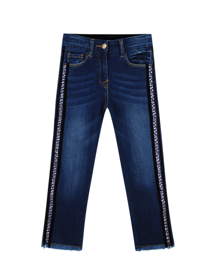 Slim fit джинсы с бахромой Monnalisa | Фото 1