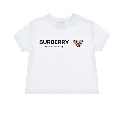Белая футболка с принтом &quot;Мишка&quot; Burberry | Фото 1