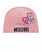 Розовый комплект: шапка и слюнявчик Moschino | Фото 2