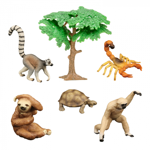 Набор фигурок &quot;Мир диких животных&quot;: скорпион, обезьяна, лемур, черепаха, ленивец (набор из 6 предметов) Masai Mara | Фото 1