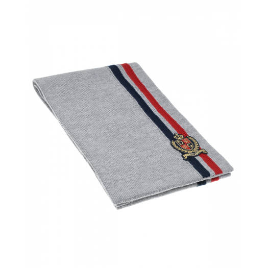 Серый шарф с патчем, 130x20 см Dolce&Gabbana | Фото 1