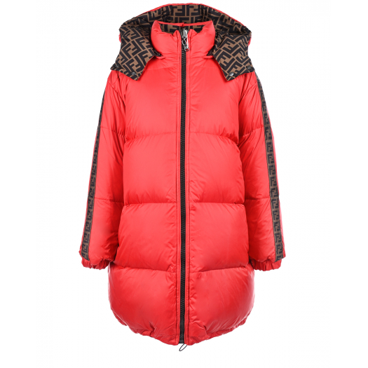 Красное пальто-пуховик с капюшоном Fendi | Фото 1