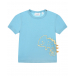 Голубая футболка с принтом &quot;хамелеон&quot; Sanetta Kidswear | Фото 1
