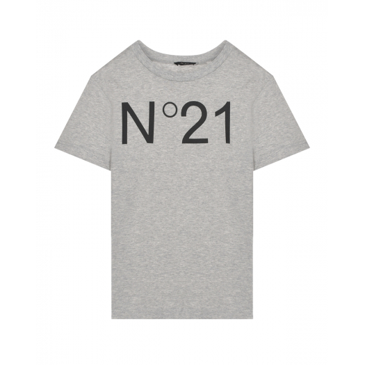 Серая футболка с крупным логотипом No. 21 | Фото 1